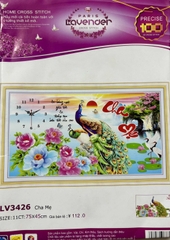 Tranh thêu chữ thập Cha mẹ (đồng hồ) LV3157 (các mẫu này đều thêu 3D)