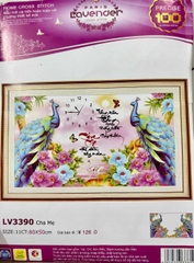 Tranh thêu chữ thập Cha mẹ (đồng hồ) LV3390, kích thước 80 x 50 cm