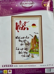 Tranh thêu chữ thập chữ Nhẫn LV3233, kích thước 42 x 65 cm