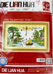 Tranh thêu chữ thập Đồng hồ Thuận buồm xuôi gió 222726, kích thước 78 x 46 cm