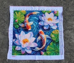 Tranh thêu kín cá chép hoa sen VS8827, kích thước 50 x 50 cm
