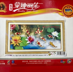 Tranh thêu cửu ngư quần hội LV3239, kích thước 138 x 74 cm
