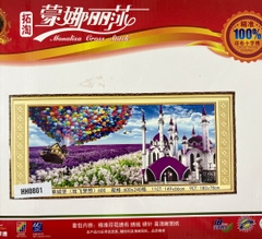 Tranh thêu kín lâu đài mộng mơ HH0801, kích thước 149 x 66 cm