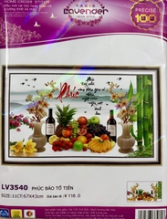 Tranh thêu chữ thập hoa quả LV3540, kích thước 67x43 cm