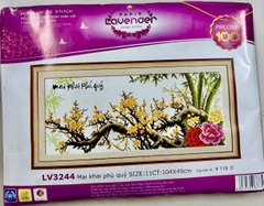 Tranh thêu chữ thập Cành mai LV3243, LV3244 kích thước 105 x 49 cm