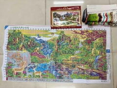 Tranh thêu kín phong cảnh hữu tình E103, kích thước 100x55 cm