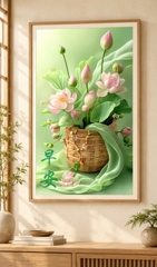 [Mẫu mới] Tranh thêu Hoa sen tươi ngát VS9192, kích thước 50 x 70 cm