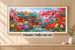 Tranh thêu kín Phong cảnh bên hồ VS9174, kích thước 120 x 55 cm
