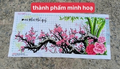 Tranh thêu chữ thập Cành mai LV3243, LV3244 kích thước 105 x 49 cm