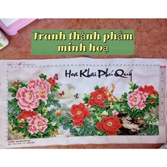Tranh thêu chữ thập Hoa khai phú quý LV3401, kích thước 100 x 50 cm, tranh 3D (không thêu kín)