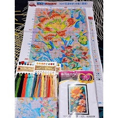 Tranh thêu kín Hoa bách hợp 70247, kích thước 50 x 80cm