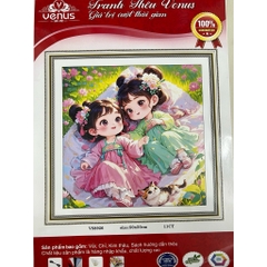 [Mẫu mới] Tranh thêu kín bé gái (11CT) VS8926, kích thước 50 x 50 cm