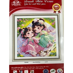 [Mẫu mới] Tranh thêu kín bé gái (11CT) VS8926, kích thước 50 x 50 cm