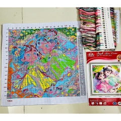 [Mẫu mới] Tranh thêu kín bé gái (11CT) VS8926, kích thước 50 x 50 cm