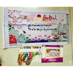 Tranh thêu chữ thập Gia đình LV3476, kích thước 84x 47 cm, (tranh thêu 3D)