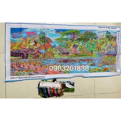 Tranh chữ thập thêu kín Phong cảnh cối xay gió MN0157