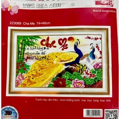 Tranh thêu chữ thập Cha mẹ 223089, kích thước 74 x 48 cm