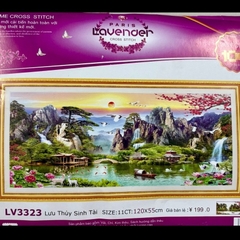 Tranh thêu Lưu thuỷ sinh tài LV3323, kích thước 120 x 55 cm