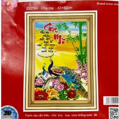 Tranh thêu chữ thập Cha mẹ 222764, kích thước 43 x 60 cm