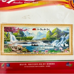 Tranh thêu kín Sơn thuỷ hữu tình MN0003, kích thước 149 x 55 cm