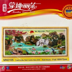 Tranh thêu kín Phong cảnh non nước hữu tình MN0105, kích thước 150x72 cm