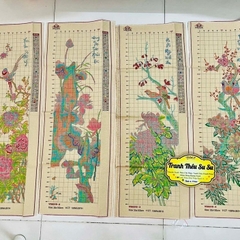 Tranh tứ quý thêu kín Xuân Hạ thu đông VS8219, kt 140 x 100 cm (4 miếng vải rời)