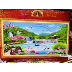 Tranh thêu kín phong cảnh E215, kích thước 100*55 cm