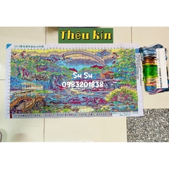 Tranh thêu kín phong cảnh E215, kích thước 100*55 cm