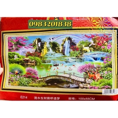Tranh thêu kín phong cảnh E214, kích thước 100*55 cm