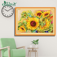 Tranh thêu kín Hoa hướng dương E228, kích thước 80*55 cm