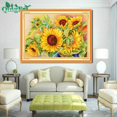 Tranh thêu kín Hoa hướng dương E228, kích thước 80*55 cm