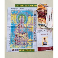 [Thêu 4 sợi] Tranh thêu kín chữ thập Phật quan âm D01662