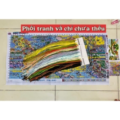 Tranh thêu kín chữ thập Phong cảnh quê hương 8Z725L, kích thước 100 x 50 cm