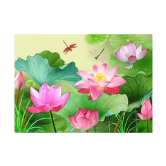 [Thêu 4 sợi] Tranh thêu kín chữ thập ao sen 64352, 9CT, kích thước 80 x 60 cm