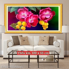 Tranh thêu kín Hoa sala E156, kích thước 100 x 55 cm
