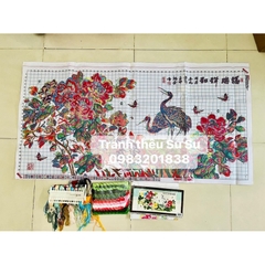 Tranh thêu chữ thập Hoa mẫu đơn 2339, kích thước 153 x 81 cm