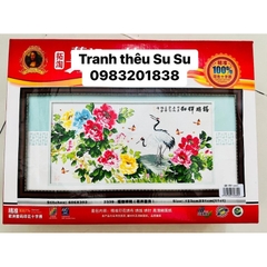 Tranh thêu chữ thập Hoa mẫu đơn 2339, kích thước 153 x 81 cm