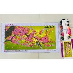 Tranh thêu 3D Cửu ngư cành đào LV3174, kích thước 83 x 44 cm
