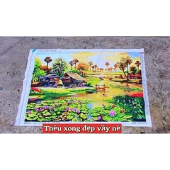 Tranh thêu kín Phong cảnh đồng quê yên bình EDB283, EBD246, EDB261