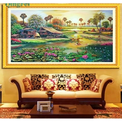 Tranh thêu kín Phong cảnh đồng quê yên bình EDB283, EBD246, EDB261