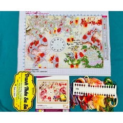 Tranh thêu đồng hồ cửu ngư LV3366, kích thước 60 x 45 cm