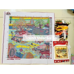 Tranh thêu kín chữ thập Quê nhà vs8065 và vs8066, kích thước 75 x 75 cm