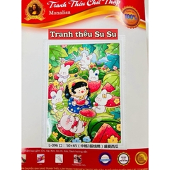 Tranh thêu kín chữ thập Thỏ mở tiệc, các loại thỏ dễ cưng