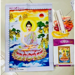 Tranh thêu chữ thập Phật thích ca LV3518, kích thước 50 x 70 cm