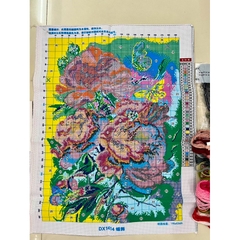 Tranh thêu kín Hoa mẫu đơn DX1414, kích thước 55 x 70 cm