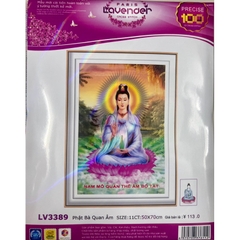 Tranh thêu chữ thập Phật bà quan âm LV3389, kích thước 50 x 70 cm