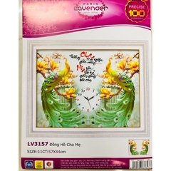 Tranh thêu chữ thập Cha mẹ (đồng hồ) LV3157 (các mẫu này đều thêu 3D)