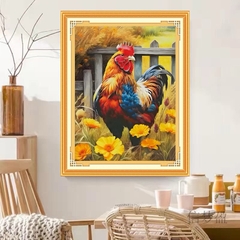 [Thêu 4 sợi] Tranh thêu Gà trống XW3112, kích thước 50 x 60 cm