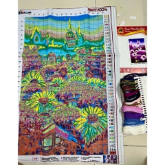 Tranh thêu kín lâu đài mây tím J8011, kích thước  60 X 80 CM