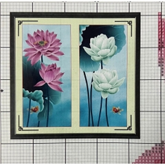 Tranh thêu chữ thập Hoa sen TN01, kích thước 84 x 82 cm